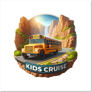 Realistic School Bus On A Rocky Road Kids, kids cruise Posters and Art